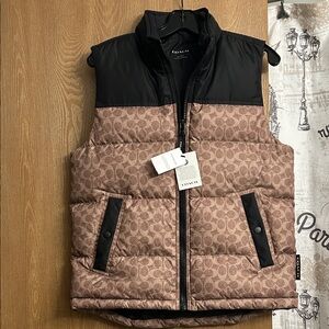 Coach unisex Black and Tan Patterned Vest